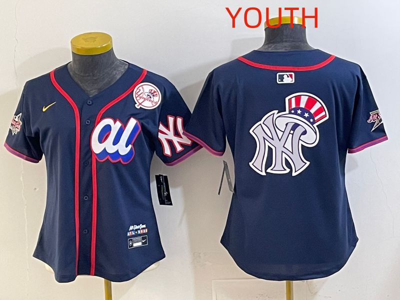 Youth 2025 New York Yankees Blank Drak Blue All star Nike MLB Jersey style 09